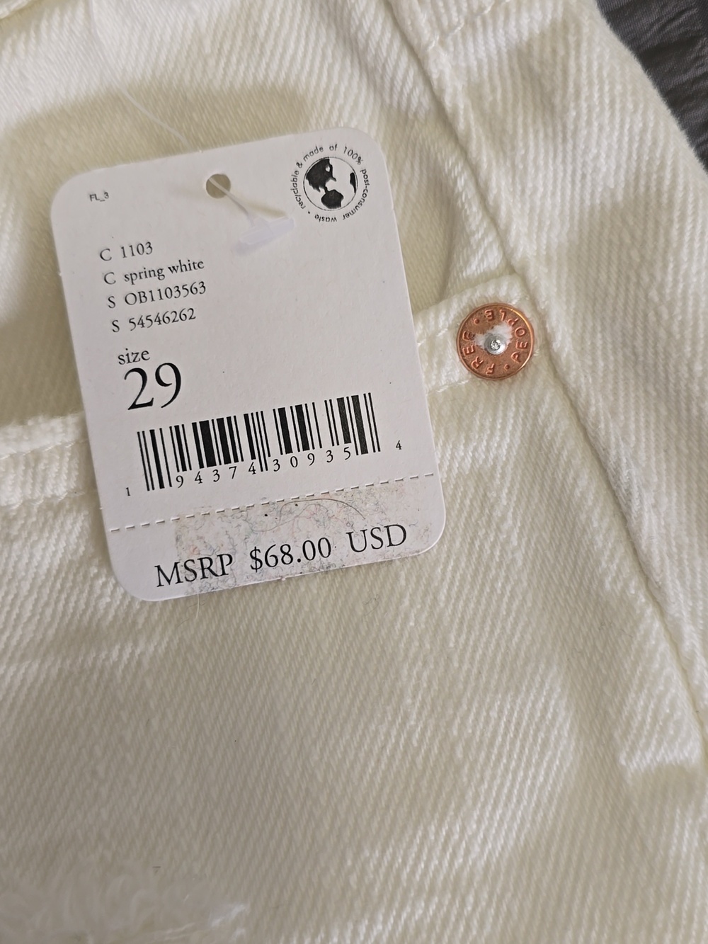 Free People Women’s White Distressed Denim Shorts Sz 29 Nwt - Picture 3 of 5